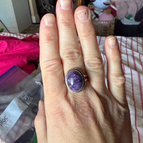 Purple Stone Silver Ring - Picture 2 of 3
